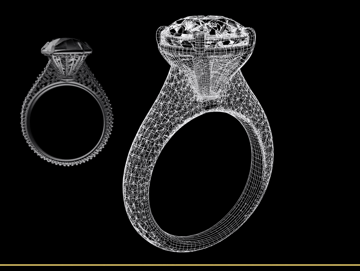 3D jewelry mesh model shown while selecting a design from the catalog