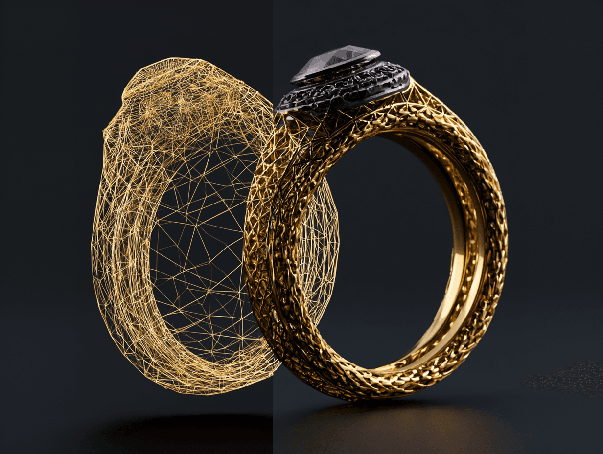 Production-ready jewelry STL mesh prepared for resin 3D printing and casting